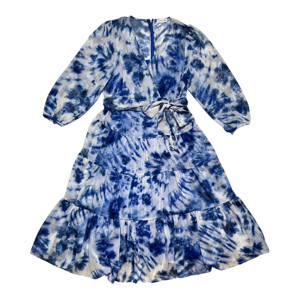 Calvin Klein Tiered Chiffon Midi Dress Size 14